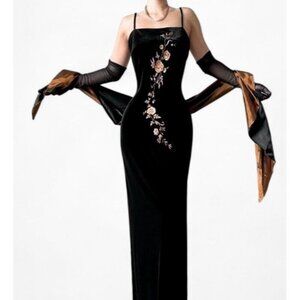 Vtg Arianna by Rachael Kaye Y2K 2000s coquette fairy fitted Embroidered Dress